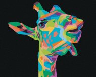 Zuty Pop-art žirafa na čiernom pozadí, 80x100cm bez rámu a bez napnutia plátna - cena, srovnání