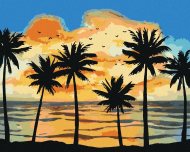 Zuty Slnko svietiace na palmy, 80x100cm plátno napnuté na rám - cena, srovnání