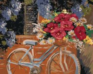 Zuty Bicykel s kyticou kvetov, 40x50cm plátno napnuté na rám - cena, srovnání