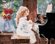Zuty Dievčatko hrajúce na piano, 40x50cm plátno napnuté na rám - cena, srovnání