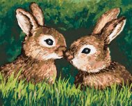 Zuty Dva šťastné zajačiky v tráve, 40x50cm plátno napnuté na rám - cena, srovnání