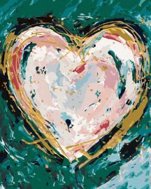 Zuty Farebné srdce na zelenom pozadí (Haley Bush), 40x50cm bez rámu a bez vypnutia plátna