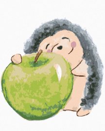 Zuty Ježko s jabĺčkom, 40x50cm bez rámu a bez napnutia plátna