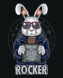 Zuty Králik rocker, 40x50cm bez rámu a bez napnutia plátna