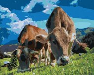 Zuty Kravy v horách, 40x50cm plátno napnuté na rám - cena, srovnání