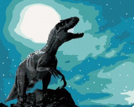 Zuty Maľovanie podľa čísel Tyrannosaurus rex v noci, 40x50cm bez rámu a bez napnutia plátna