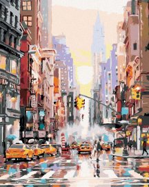 Zuty Maľovanie podľa čísel Ulica v New Yorku a žlté taxíky (Richard Macneil), 40x50cm bez rámu a bez napnutia plátna