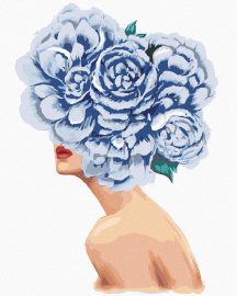 Zuty Maľovanie podľa čísel Žena s modrými kvetmi na hlave, 40x50cm napnuté plátno na rám