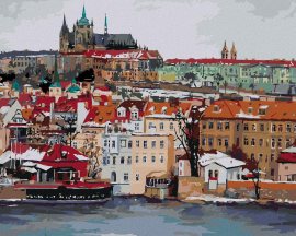 Zuty Maľovanie podľa čísel Zimný Pražský hrad, 40x50cm bez rámu a bez napnutia plátna