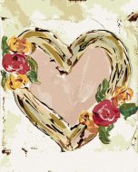 Zuty Ružové srdce s kvetmi (Haley Bush), 40x50cm plátno napnuté na rám - cena, srovnání