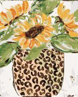 Zuty Slnečnice v leopardej váze (Haley Bush), 40x50cm plátno napnuté na rám - cena, srovnání