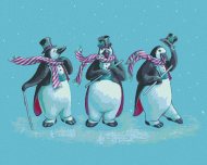 Zuty Tri tučniaky s klobúkmi (Sue Ellen Brown), 40x50cm plátno napnuté na rám - cena, srovnání