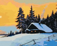 Zuty Zrub v zimnom lese a západ slnka, 40x50cm plátno napnuté na rám - cena, srovnání