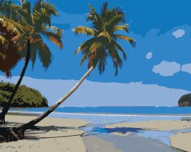 Zuty Tropická pláž v Karibiku, 80x100cm bez rámu a bez napnutia plátna