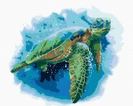 Zuty Veľká morská korytnačka na modrom pozadí, 80x100cm plátno napnuté na rám - cena, srovnání