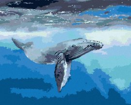 Zuty Veľryba v temnom mori, 80x100cm bez rámu a bez napnutia plátna