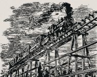 Zuty Vlak na starom drevenom moste, 80x100cm bez rámu a bez napnutia plátna - cena, srovnání