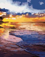 Zuty Západ slnka na brehu pláže, 80x100cm bez rámu a bez napnutia plátna - cena, srovnání