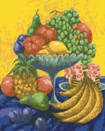 Zuty Zátišie s ovocím na žlto-modrom pozadí, 80x100cm plátno napnuté na rám - cena, srovnání