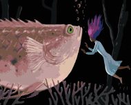 Zuty Žena s obrou ružovou rybou, 80x100cm bez rámu a bez napnutia plátna - cena, srovnání