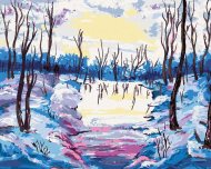 Zuty Zimný les s výhľadom na rieku, 80x100cm plátno napnuté na rám - cena, srovnání
