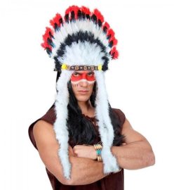 Ptakoviny Indiánska čelenka čierno-biela