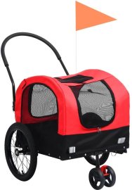 Shumee Vozík pre psa za bicykel a na behanie 2 v 1 červeno-čierny