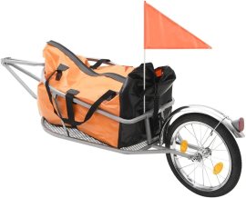 Shumee Prívesný vozík za bicykel s taškou, oranžový/čierny