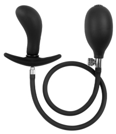 Rimba Latex Play Inflatable Curved Anal Plug with Pump