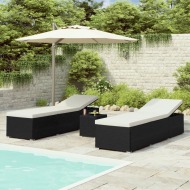 vidaXL 3-dielne záhradné ležadla s čajovým stolíkom polyratan čierna, 3057662 - cena, srovnání