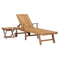 vidaXL Záhradné ležadlo so stolíkom masívne tíkové drevo 48017 - cena, srovnání