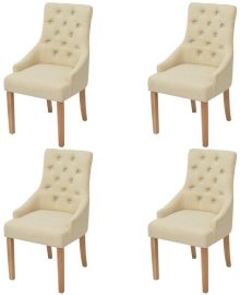 vidaXL Jedálenské stoličky 4 ks krémové textil 274425