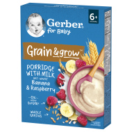 Gerber Mliečna kaša pšenično-ovsená banán a malina 200g - cena, srovnání