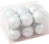 Laalu Súprava 12ks ozdôb strieborné s glitrami 4cm - cena, srovnání