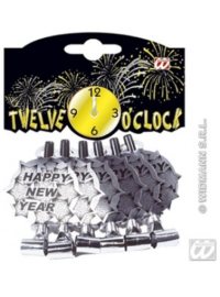 Guirca Frkačky Happy New Year - Silvester - strieborné - 6ks