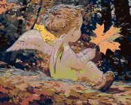 Zuty Maľovanie podľa čísel - Anjelik s javorovým lístkom, 100 x 80 cm, napnuté plátno na ráme - cena, srovnání