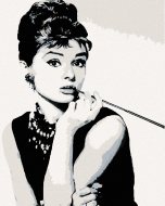 Zuty Maľovanie podľa čísel - Audrey Hepburn čierno-biela, 40 x 50 cm, napnuté plátno na ráme - cena, srovnání
