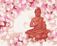 Zuty Maľovanie podľa čísel - Červený Budha s kvetinami, 80 x 100 cm, bez rámu a bez napnutia plátna - cena, srovnání
