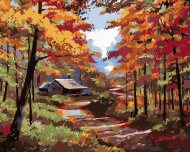 Zuty Maľovanie podľa čísel - Chalupa v jesennom lese, 100 x 80 cm, bez rámu a bez napnutia plátna - cena, srovnání