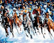 Zuty Maľovanie podľa čísel - Kone a džokeji, 100 x 80 cm, bez rámu a bez vypnutia plátna - cena, srovnání