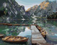 Zuty Maľovanie podľa čísel - Loďky na horskom jazere, 80 x 100 cm, bez rámu a bez napnutia plátna - cena, srovnání