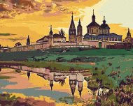 Zuty Maľovanie podľa čísel - Zámok pri vode a západ slnka, 100 x 80 cm, bez rámu a bez napnutia plátna - cena, srovnání