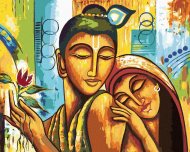 Zuty Maľovanie podľa čísel - Budha so ženou, 40 x 50 cm, napnuté plátno na rám - cena, srovnání