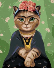 Zuty Maľovanie podľa čísel - Frida Kahlo ako mačka, 40 x 50 cm, napnuté plátno na rám