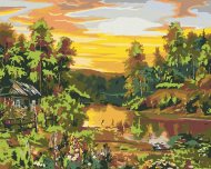 Zuty Maľovanie podľa čísel - Malý zrub pri rieke, 100 x 80 cm, bez rámu a napnutého plátna - cena, srovnání