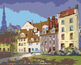 Zuty Maľovanie podľa čísel - Radové domy, 50 x 40 cm, napnuté plátno na ráme
