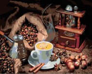 Zuty Maľovanie podľa čísel - Šálka kávy a kávové zrniečka, 100 x 80 cm, bez rámu a bez napnutia plátna - cena, srovnání