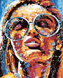 Zuty Maľovanie podľa čísel - Farebná žena s guľatými okuliarmi, 40 x 50 cm, napnuté plátno na ráme