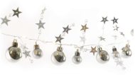 Emos LED vianočné girlanda, strieborné gule s hviezdami 1,9 m, 2xAA, vnútorná, teplá biela, časovač - cena, srovnání