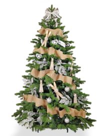 Laalu Ozdobený stromček SEVERSKÁ ZIMA 270cm so 136ks ozdôb a dekorácií